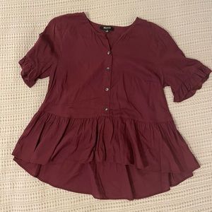 Maroon Madewell Peplum Shirt